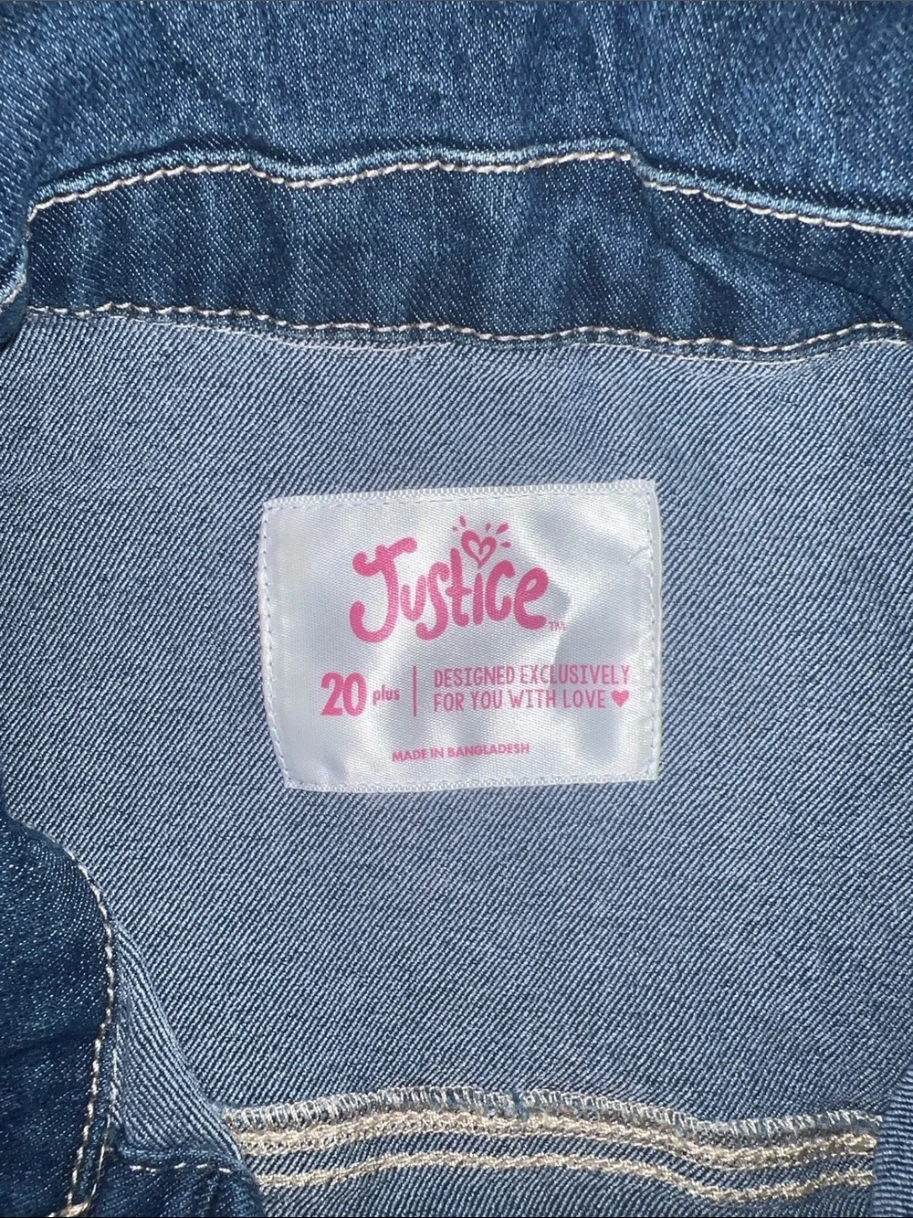 Justice Dark Blue Denim Jacket with Faded Accents